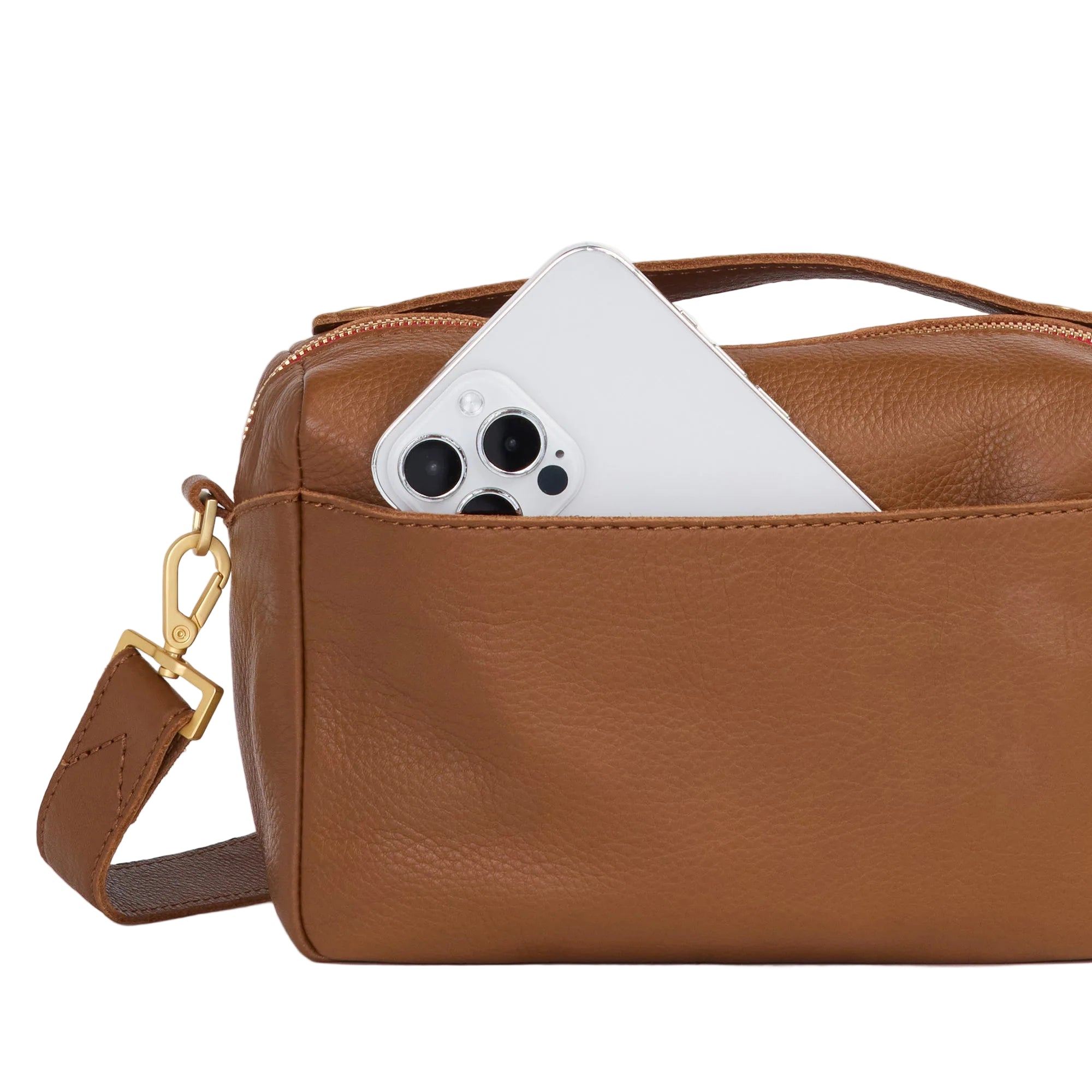 The Evan Crossbody Small - Mahogany Pebble