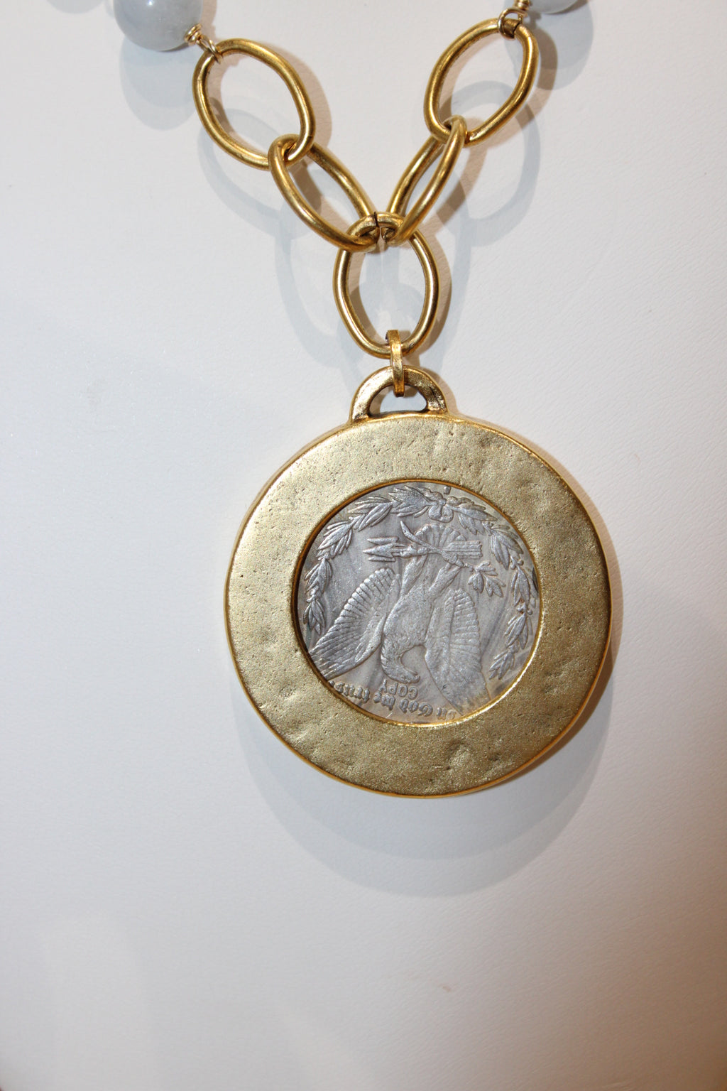 Coast 2 Coast Large Light Blue Coin Necklace