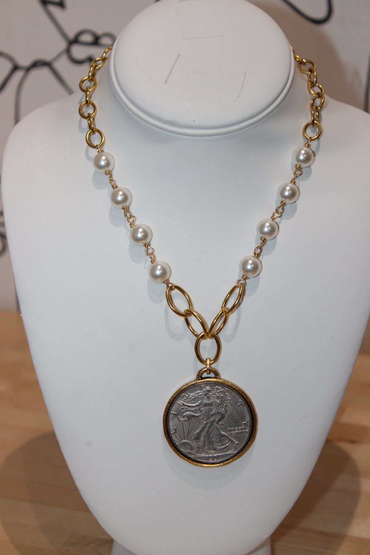 Coast 2 Coast Large Pearl Coin Necklace