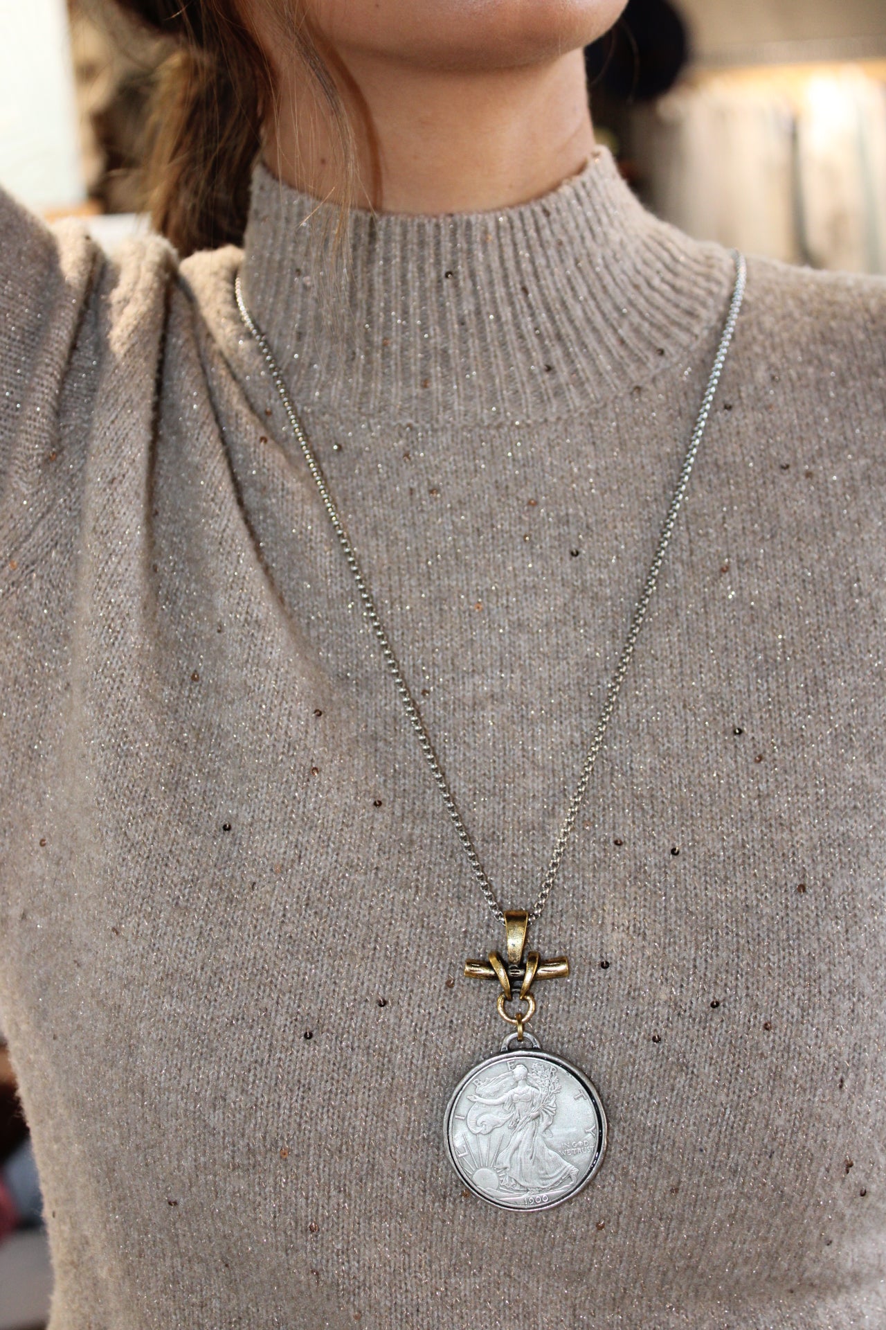 Coast 2 Coast Long Mixed Metal Coin Necklace